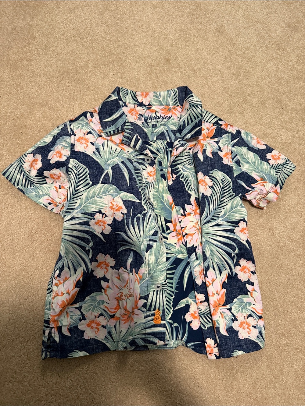 6 Chubbies The Resort Wear (Toddler Sunday) Shirt, navy floral camp shirt, EUC